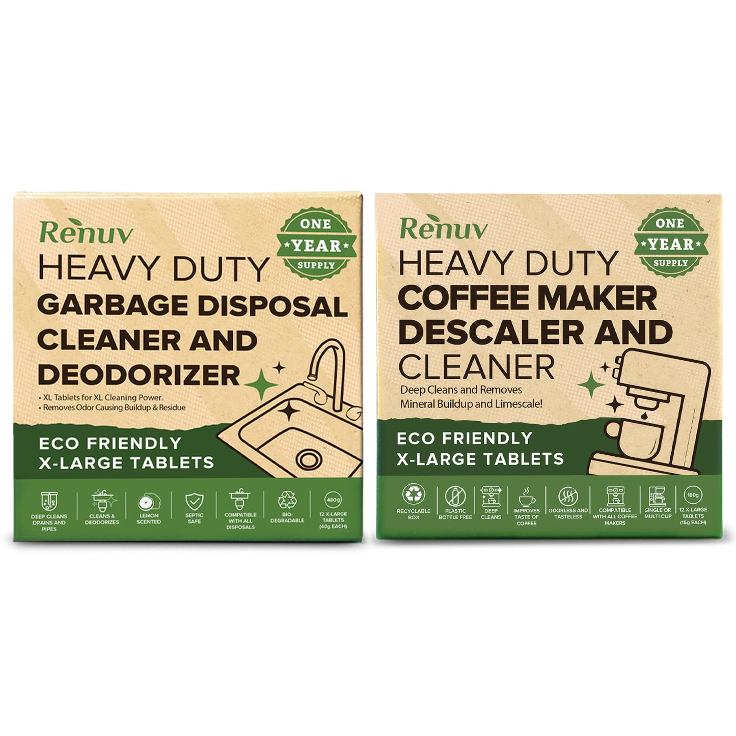 Coffee Maker Cleaner and Descaler + Garbage Disposal Cleaner Bundle!