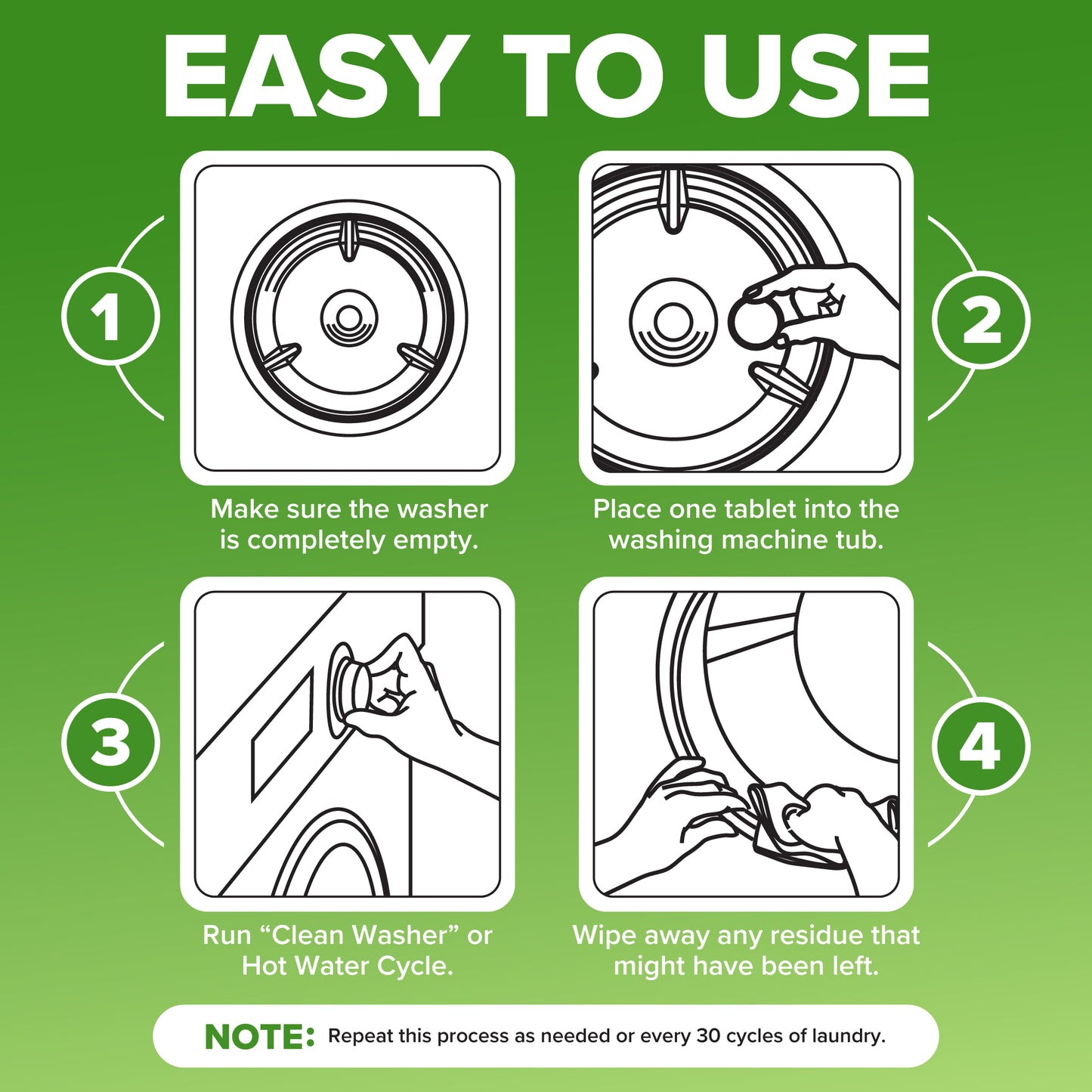 Washing Machine Cleaner Descaler Tablets - Heavy Duty Deep Cleaning for Front Load or Top Load Washer, 6 Pack