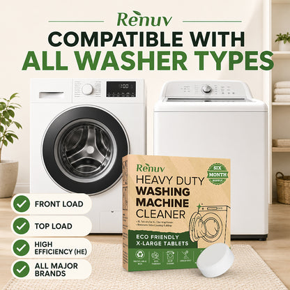 Washing Machine Cleaner Descaler Tablets - Heavy Duty Deep Cleaning for Front Load or Top Load Washer, 6 Pack