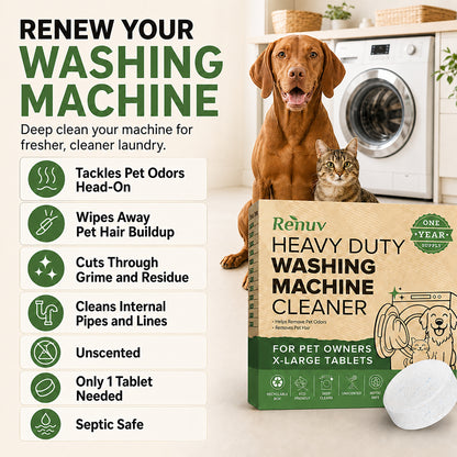 Washing Machine Cleaner Tablets for Pet Hair & Odor - 12 XL Tablets