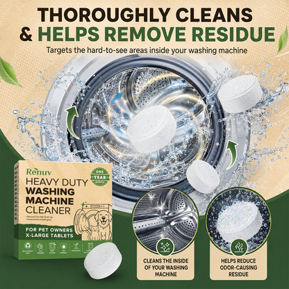 Washing Machine Cleaner Tablets for Pet Hair & Odor - 12 XL Tablets