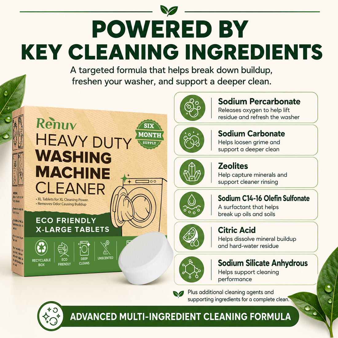 Washing Machine Cleaner Descaler Tablets - 6 XL Tablets