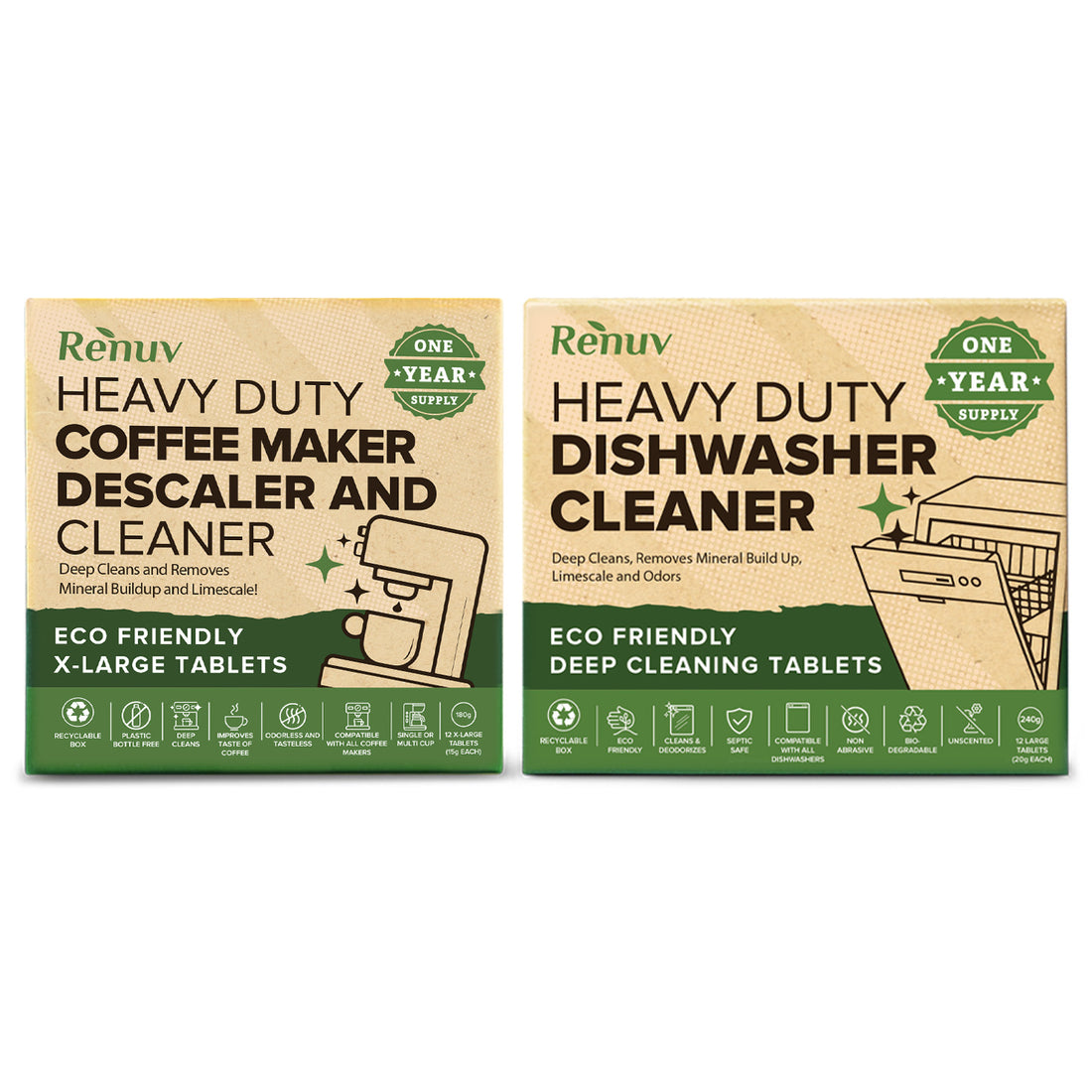 Coffee Maker + Dishwasher Cleaner Bundle