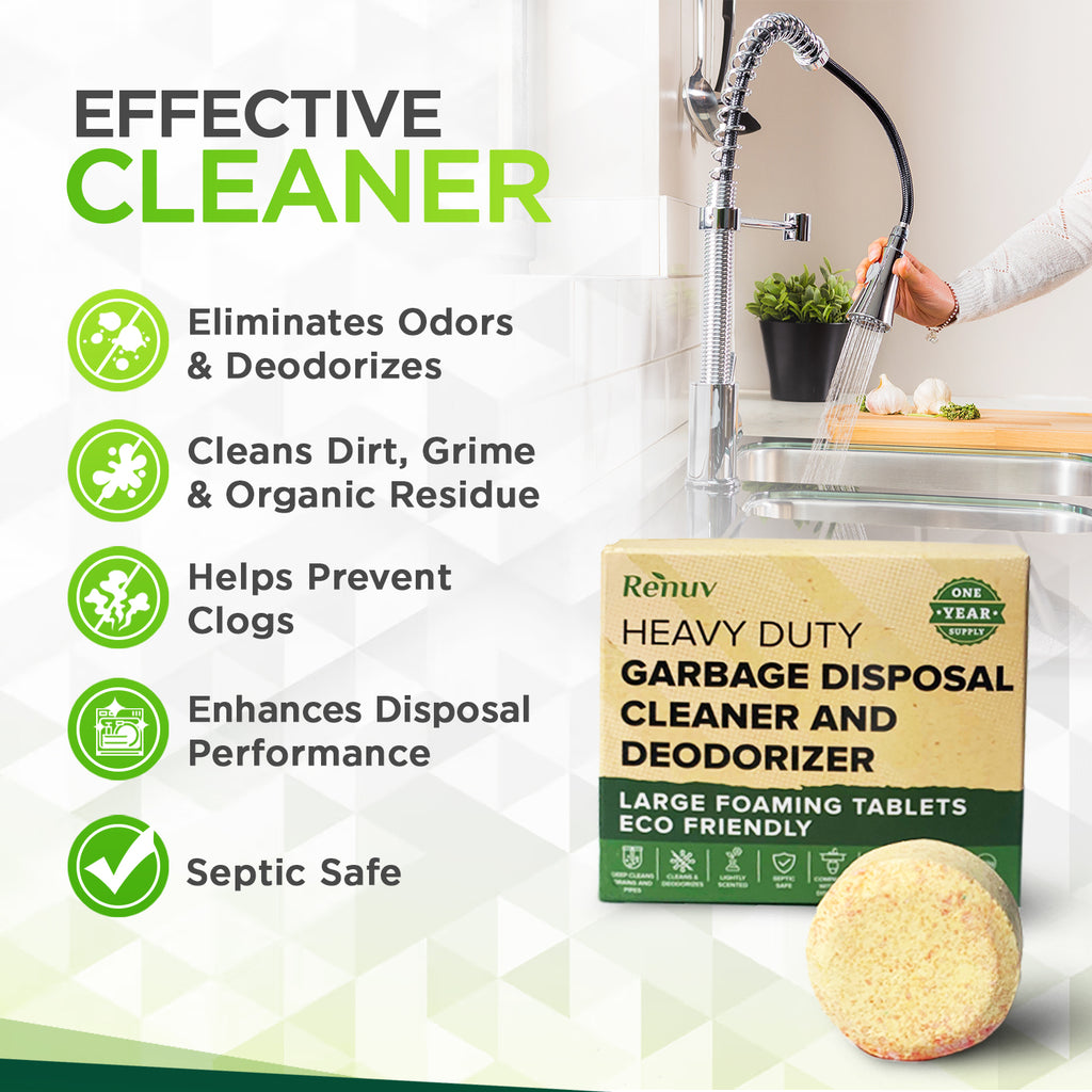 Garbage Disposal Cleaner and Deodorizer - (12 XL Tablets - 1 Year Supp ...