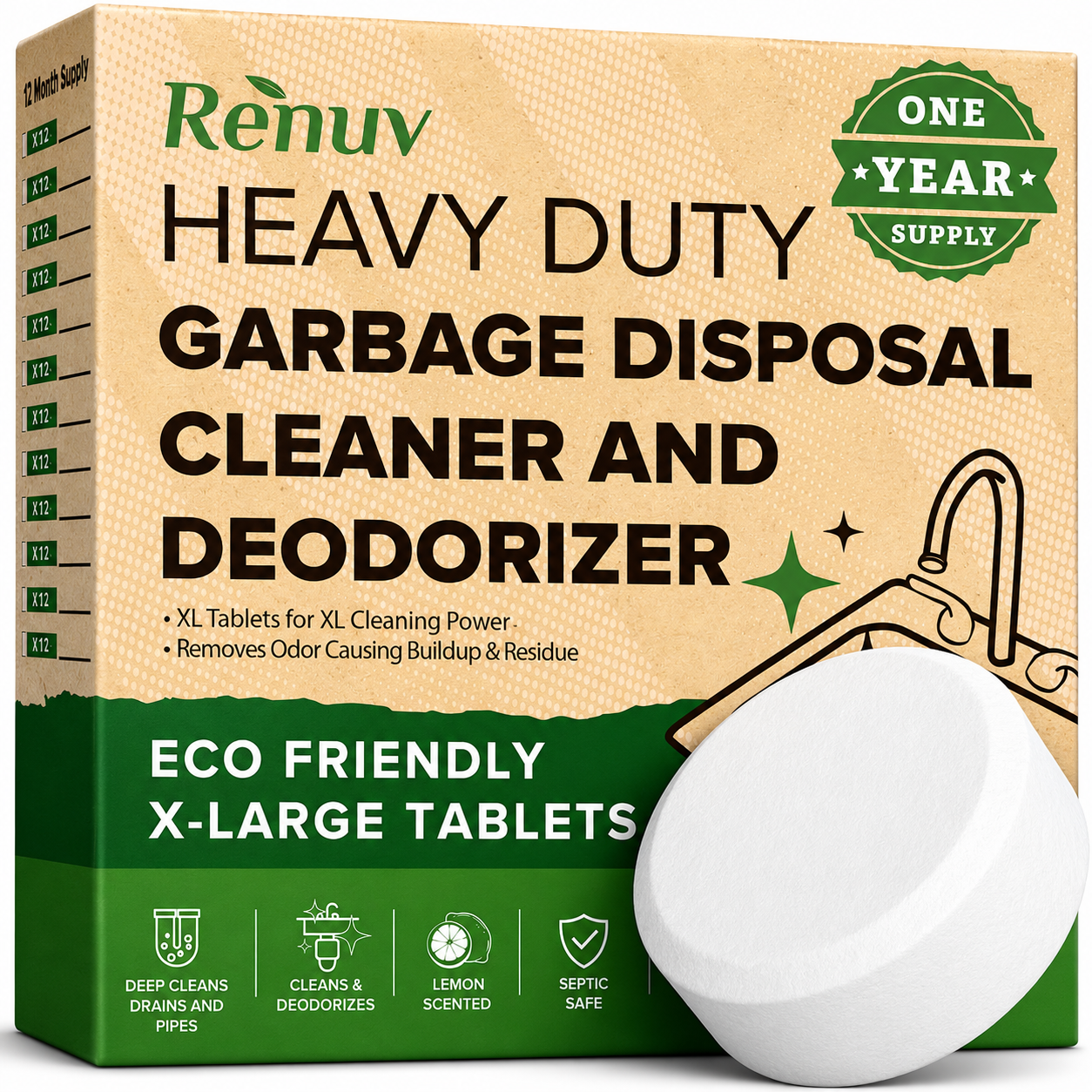 Garbage Disposal Cleaner & Deodorizer Tablets