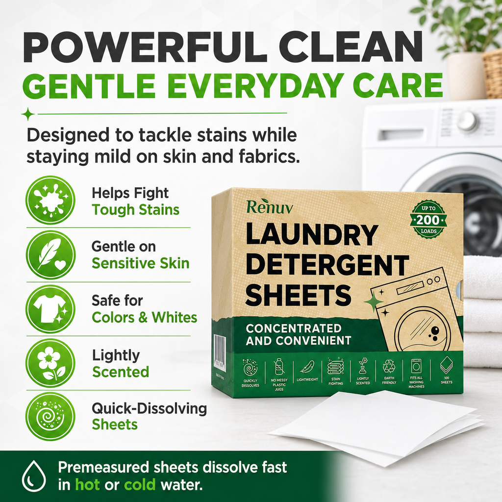 Laundry Detergent Sheets up to 100 Loads - Eco Friendly, Sustainable, Biodegradable & Liquidless Strips, 50 Sheets