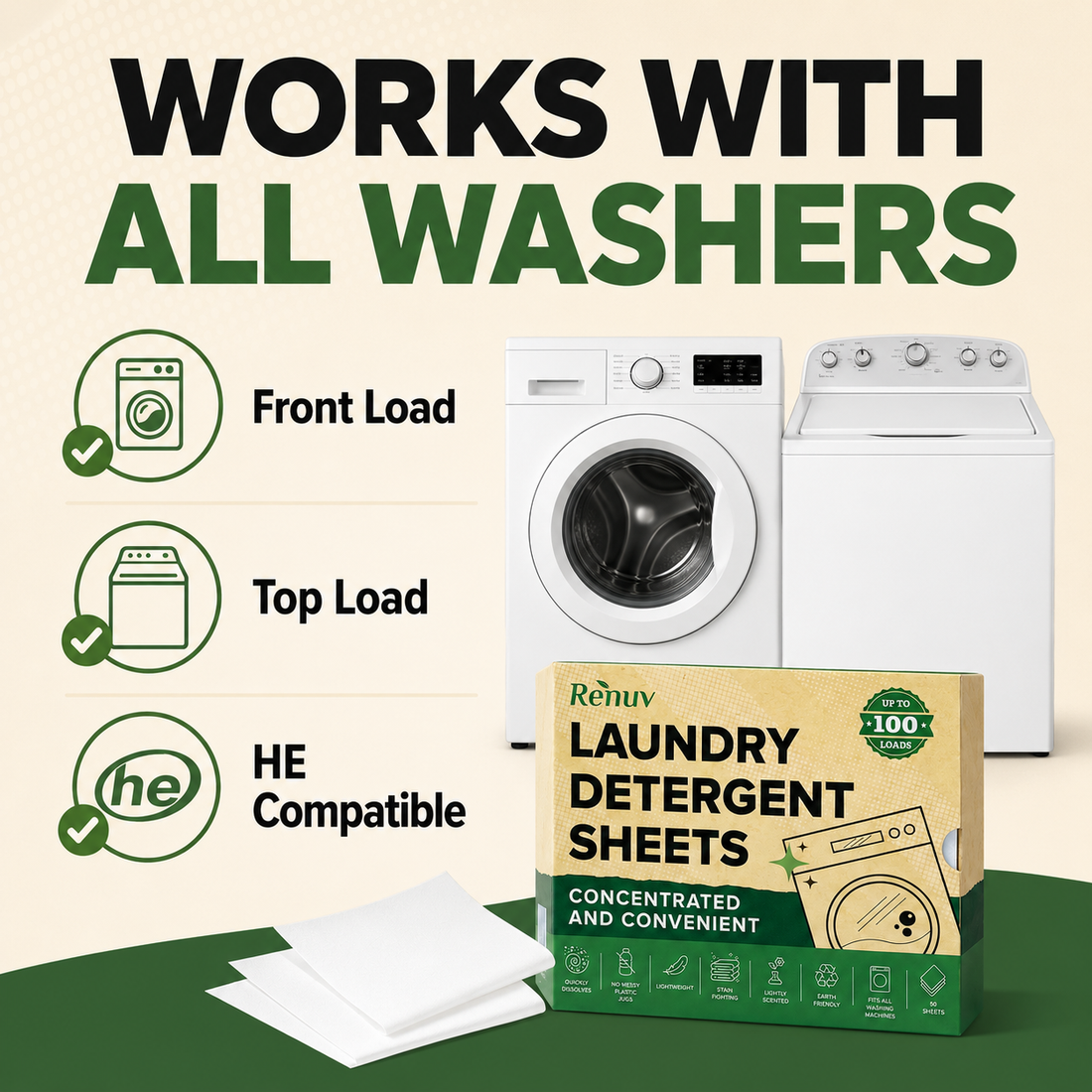 Laundry Detergent Sheets up to 100 Loads - 50 Sheets
