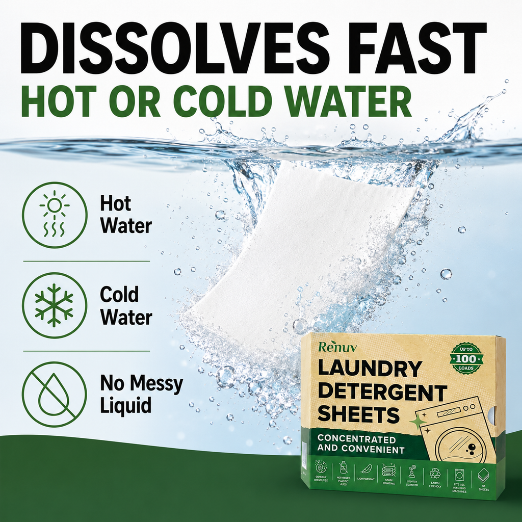 Laundry Detergent Sheets up to 100 Loads - Eco Friendly, Sustainable, Biodegradable & Liquidless Strips, 50 Sheets