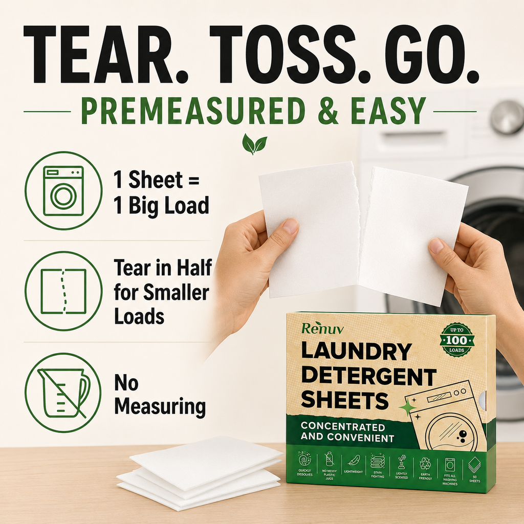 Laundry Detergent Sheets up to 100 Loads - Eco Friendly, Sustainable, Biodegradable & Liquidless Strips, 50 Sheets