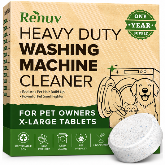 Washing Machine Cleaner Tablets for Pet Hair & Odor - 12 XL Tablets