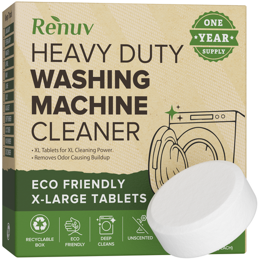 Renuv washing machine cleaner tablets box front view