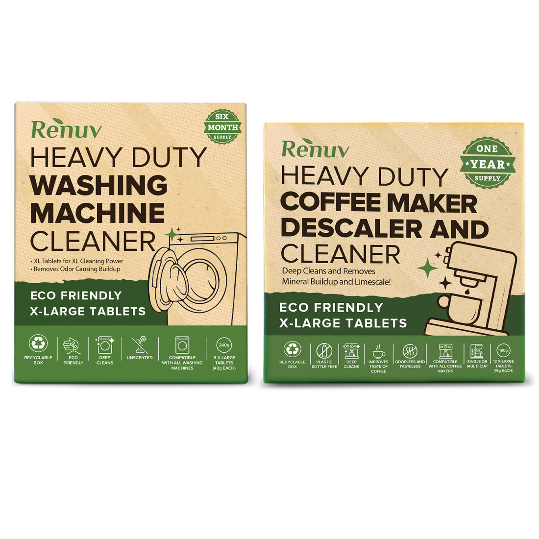 Coffee Maker + Washing Machine Cleaner Bundle