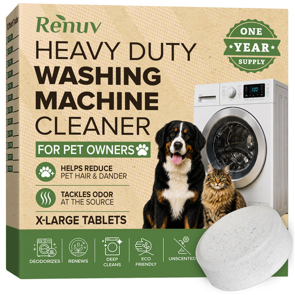 Washing Machine Cleaner for Pet Hair & Odor - 12 XL Tablets
